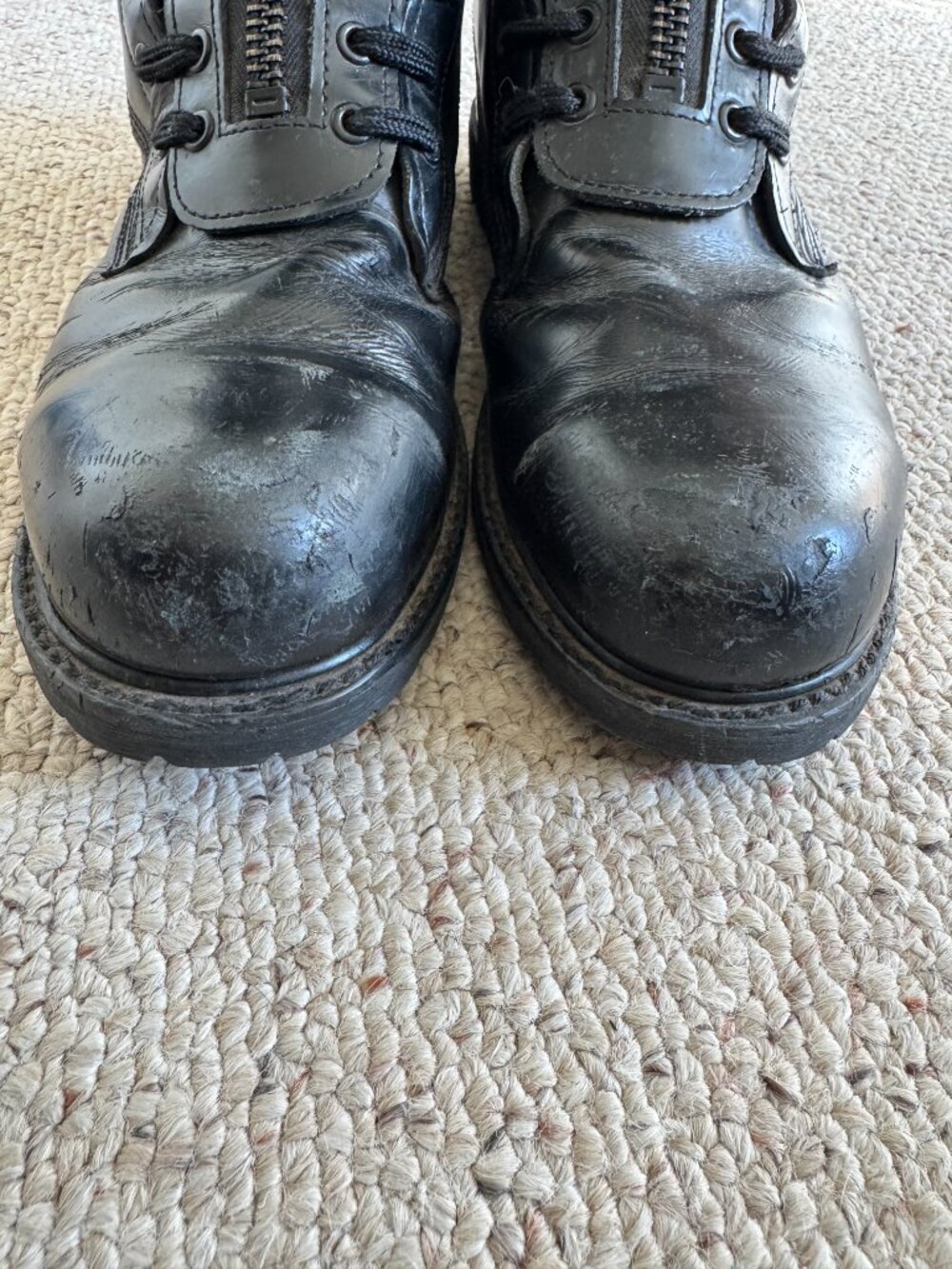 Firefighter Mens Boots, Full Leather, Vibram Sole, Zip and Lace Front, Sz 9 - Picture 5 of 13